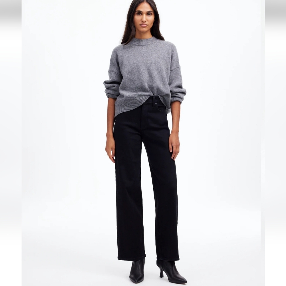 Madewell The Petite Perfect Vintage Wide-Leg Jean NM902 Size 28P Black